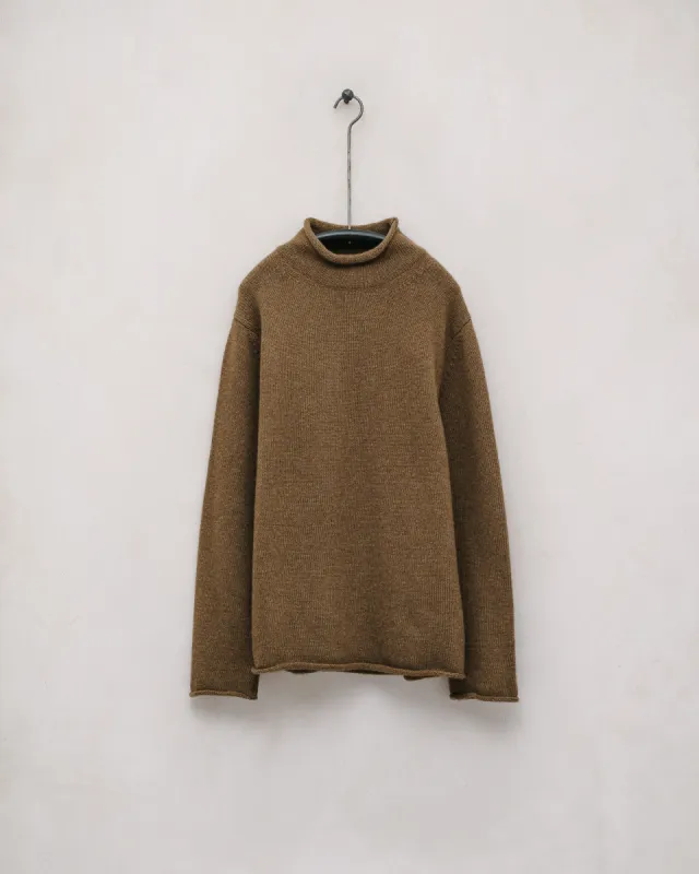 Rollneck Sweater - Cashmere/Lambswool, Dark Ochre sold by Evan Kinori Mens