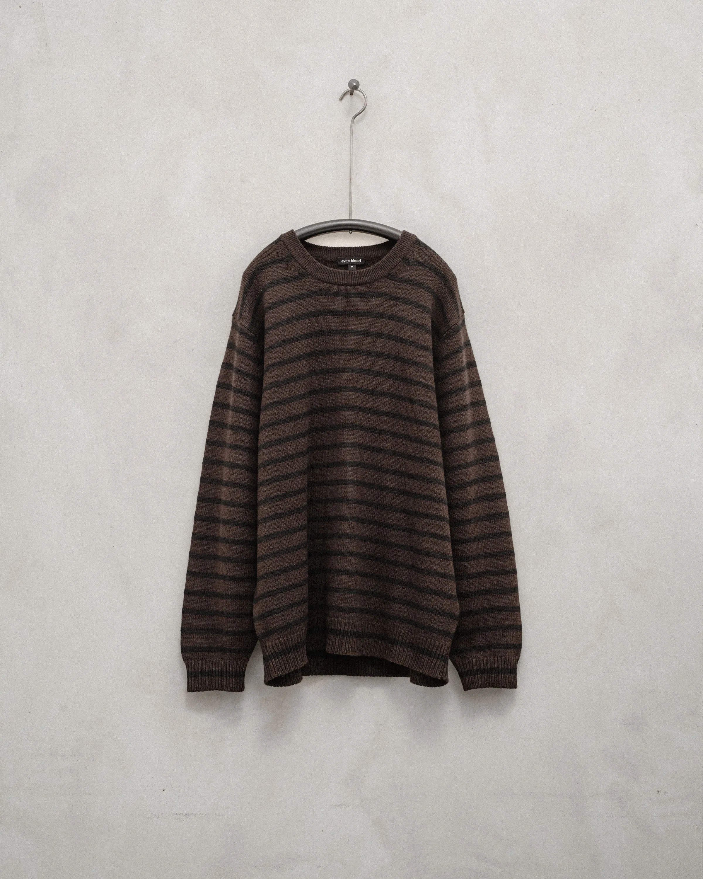 Striped Sweater - Striped Cashmere/Lambswool, Brown/Black sold by Evan Kinori Mens