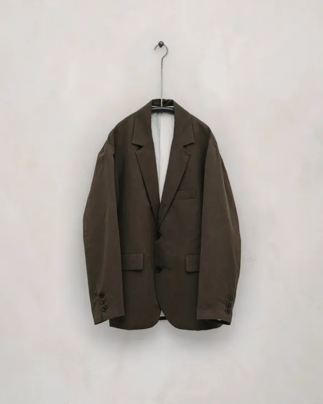 Three Button Jacket - Cotton/Linen Summercloth, Olive sold by Evan Kinori Mens