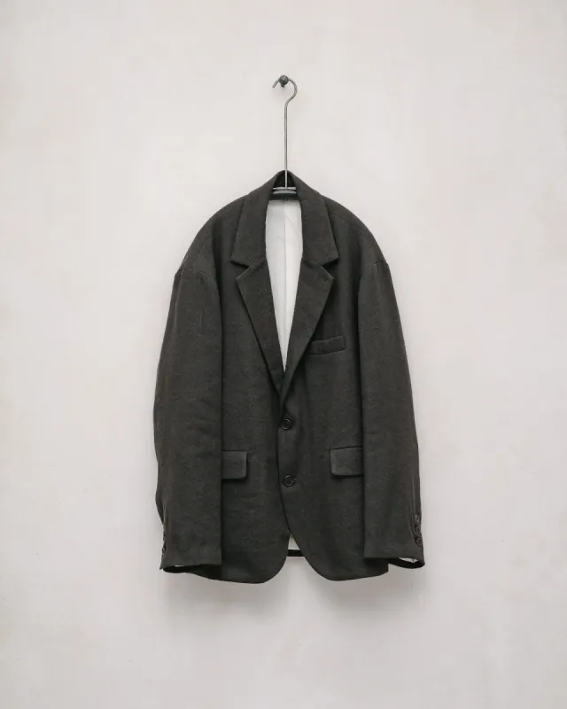 Three Button Jacket - Silk/Wool/Linen Twill, Loden sold by Evan Kinori Mens