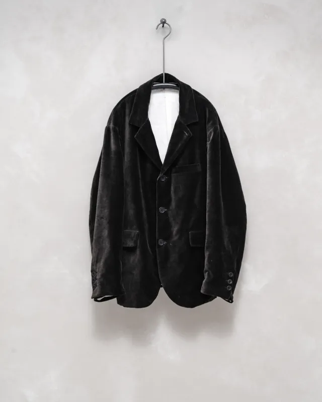 Three Button Jacket - Sumi Ink Dyed Velvet sold by Evan Kinori Mens