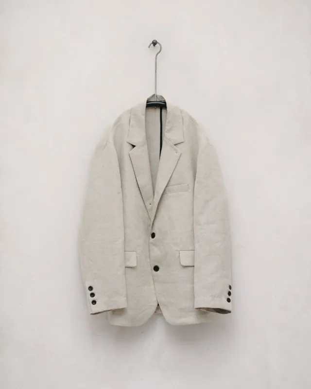 Three Button Jacket - Tumbled Hemp Canvas, Natural made by Evan Kinori