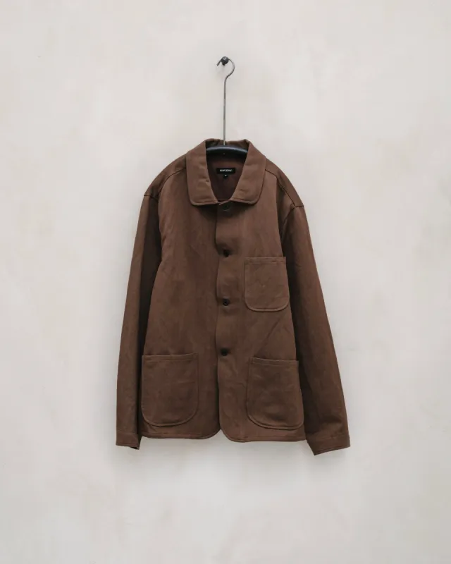 Three Pocket Jacket - Logwood Washi/Cotton Twill, Natural Dye Brown sold by Evan Kinori Mens