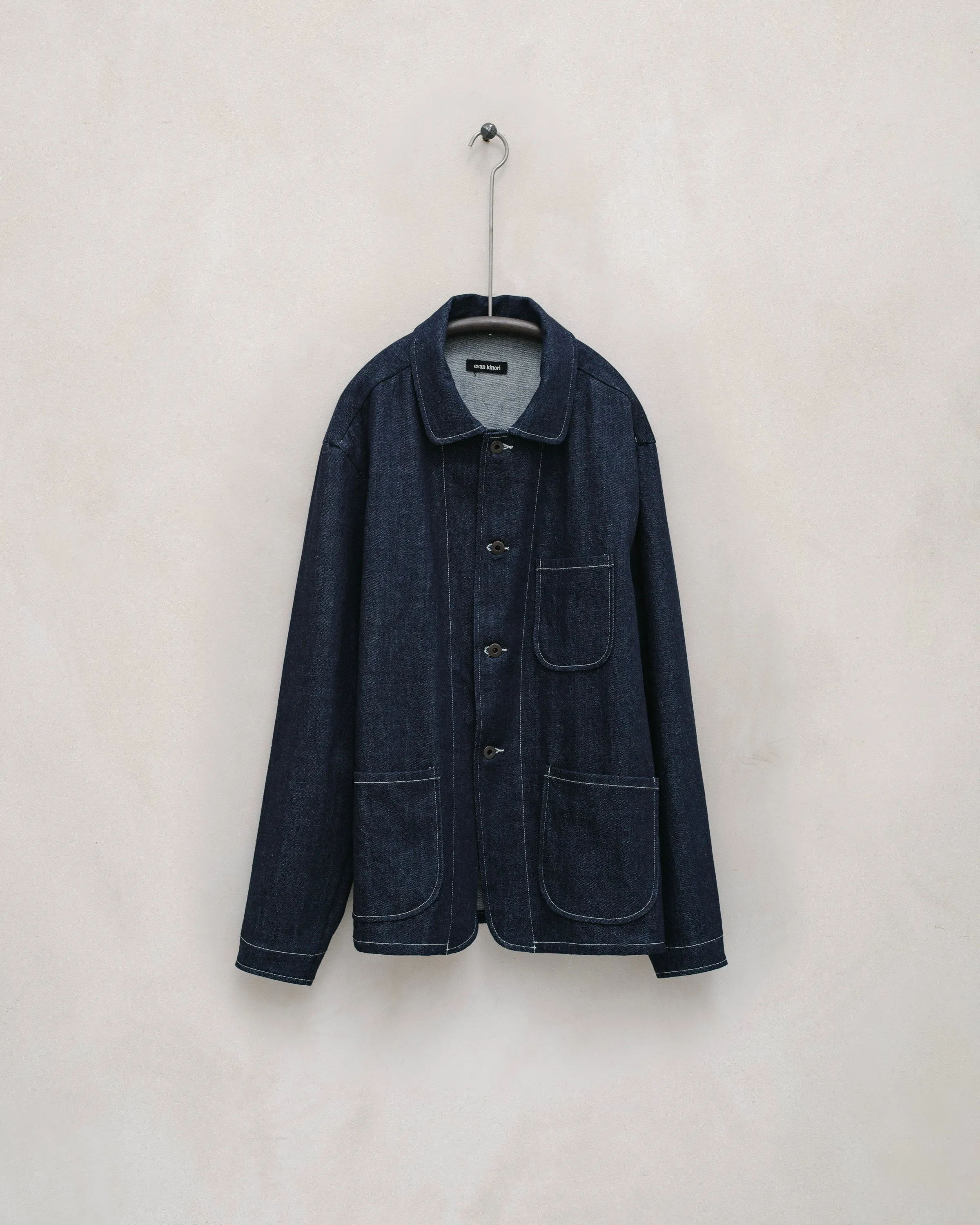 Three Pocket Jacket - Organic Cotton Denim, Indigo sold by Evan Kinori Mens