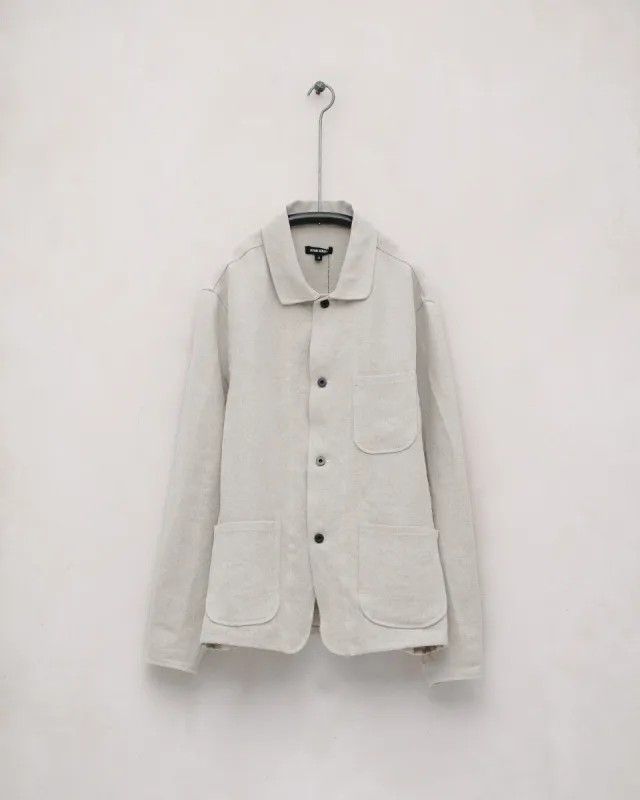 Three Pocket Jacket - Tumbled Hemp Canvas, Natural sold by Evan Kinori Mens