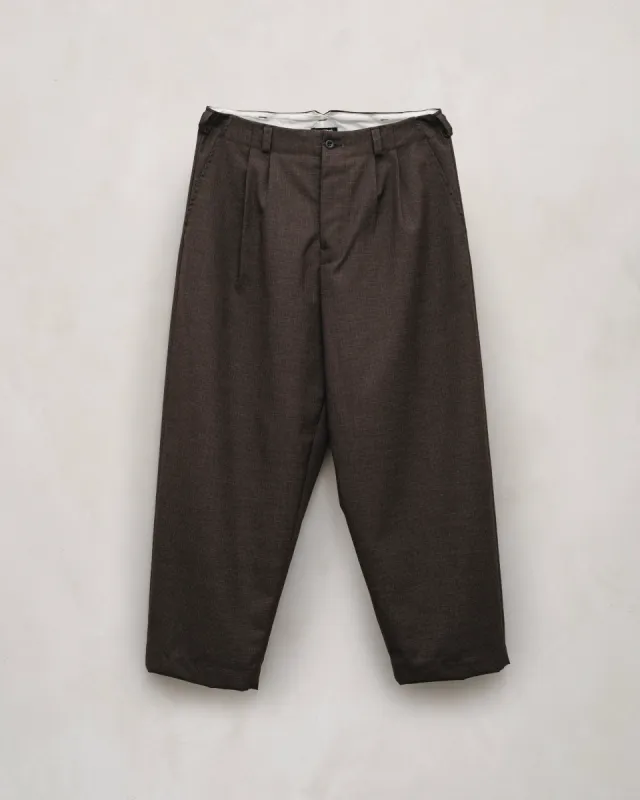 Two Pleat Pant - Fox Worsted Wool Puppytooth, Brown sold by Evan Kinori Mens