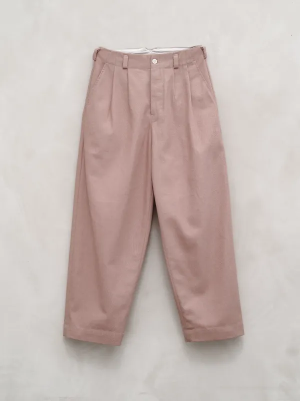 Two Pleat Pant - Organic Cotton Twill, Pink sold by Evan Kinori Mens
