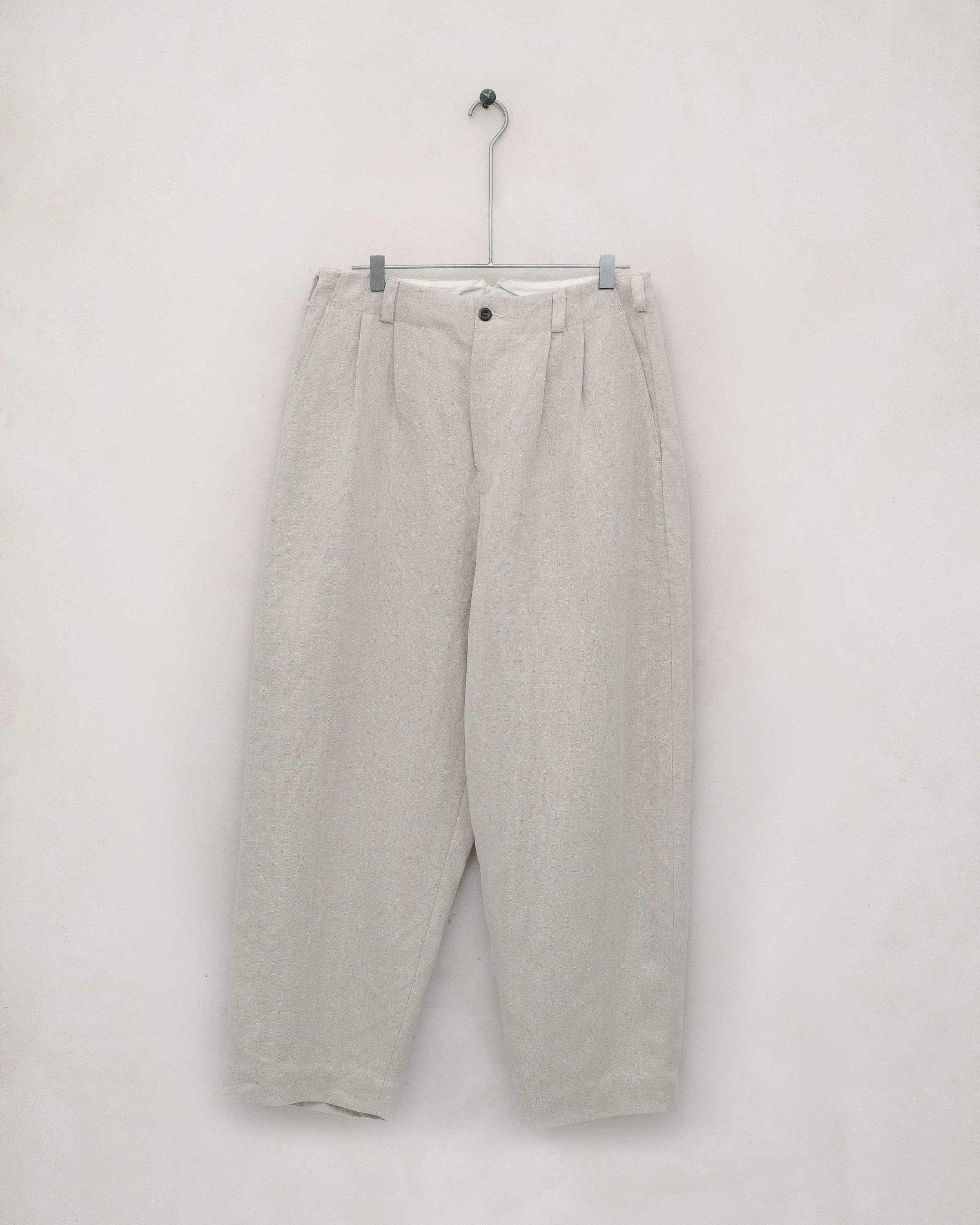 Two Pleat Pant - Tumbled Hemp Canvas sold by Evan Kinori Mens