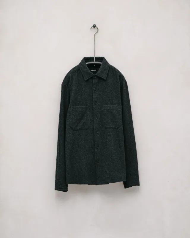 Two Pocket Shirt - Brushed Cashmere/Wool, Charcoal sold by Evan Kinori Mens