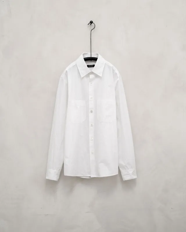 Two Pocket Shirt - Organic Cotton Typewriter Cloth, White sold by Evan Kinori Mens