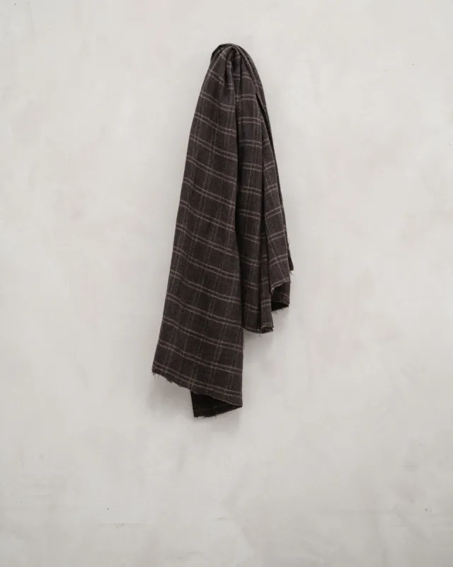 Woven Scarf - Brushed Wool Twill Check, Brown/Black sold by Evan Kinori Mens