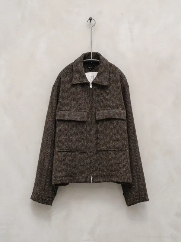 Zip Jacket - Wool Herringbone sold by Evan Kinori Mens