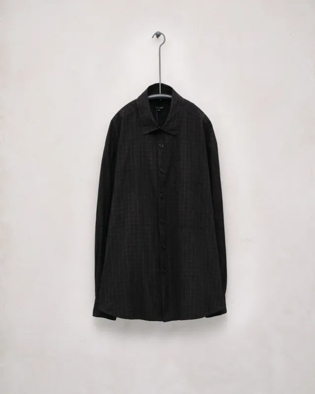 Big Shirt Two - Dark Cotton Gridcloth, Navy/Grey (Mud Dye) sold by Evan Kinori Mens
