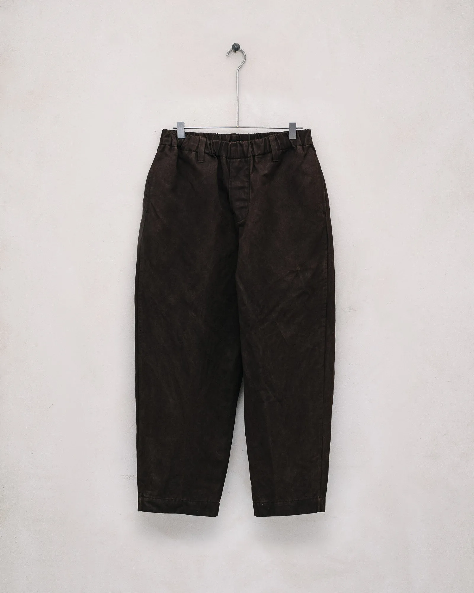 Elastic Pant - Washi/Cotton Twill, Natural Dye Brown (Mud Dye) sold by Evan Kinori Mens
