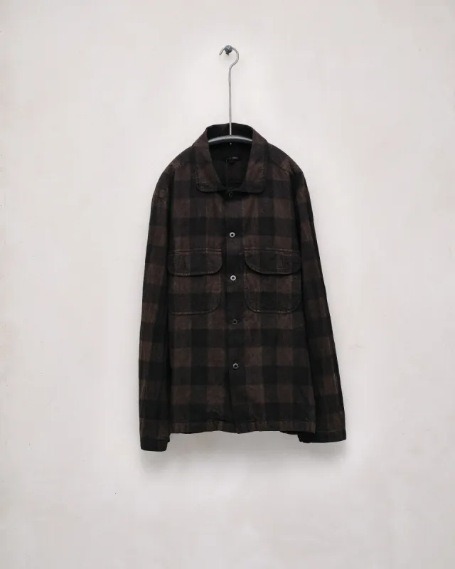 Field Shirt - Cotton/Linen Check (Mud Dye) sold by Evan Kinori Mens