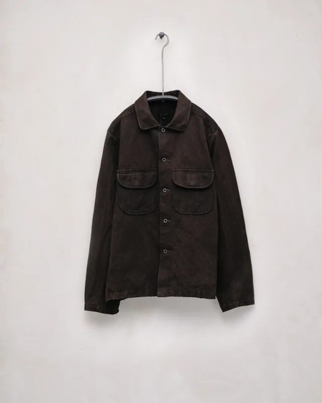 Field Shirt - Washi/Cotton Twill, Natural Dye Brown (Mud Dye) sold by Evan Kinori Mens