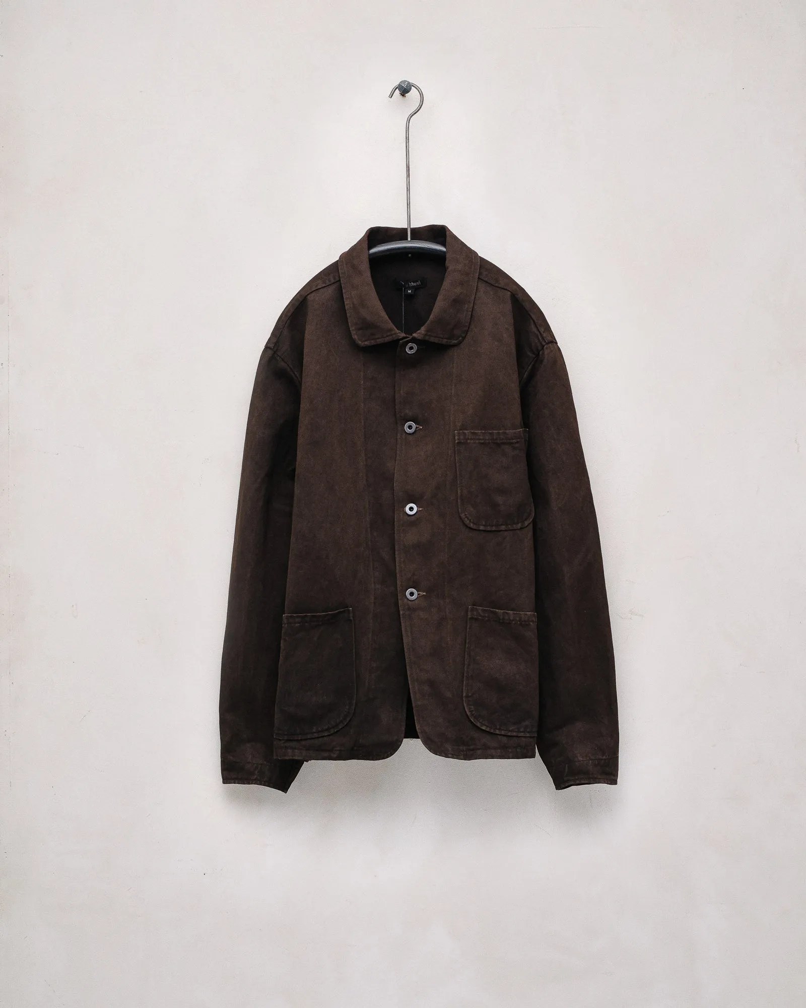 Three Pocket Jacket - Washi/Cotton Twill, Natural Dye Brown (Mud Dye) sold by Evan Kinori Mens