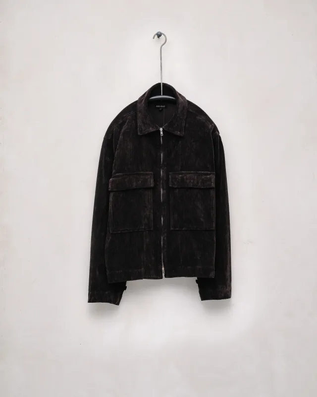 Zip Jacket - Cotton Corduroy, Dark Taupe (Mud Dye) sold by Evan Kinori Mens