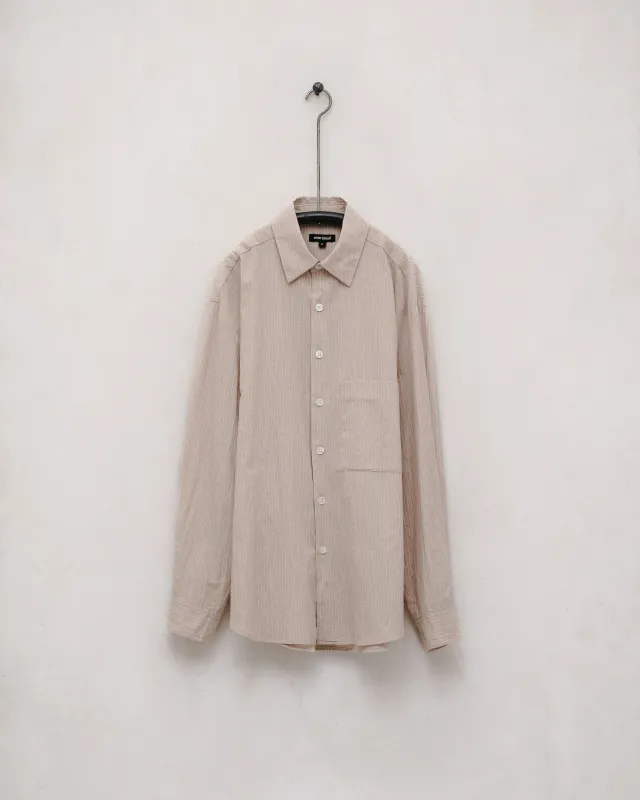 Big Shirt Two - Lightweight Cotton/Linen Stripe, Beige/Natural sold by Evan Kinori Mens