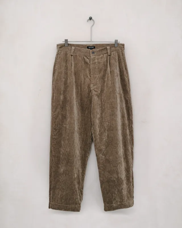 Single Pleat Pant - Natural Dye Cotton/Hemp Corduroy, Gallnut/Iron sold by Evan Kinori Mens