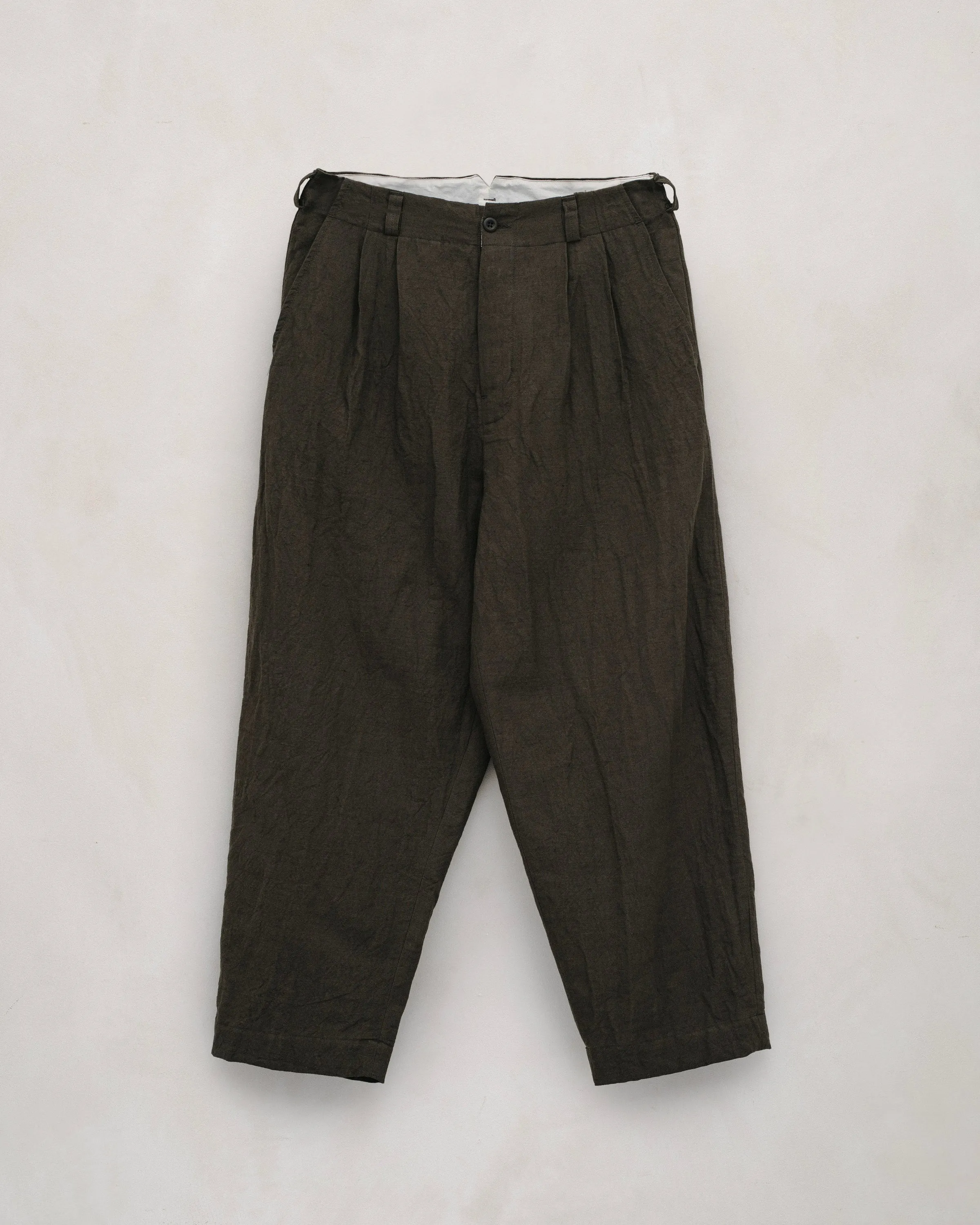 Two Pleat Pant - Organic Cotton/Hemp Twill, Anthracite sold by Evan Kinori Mens