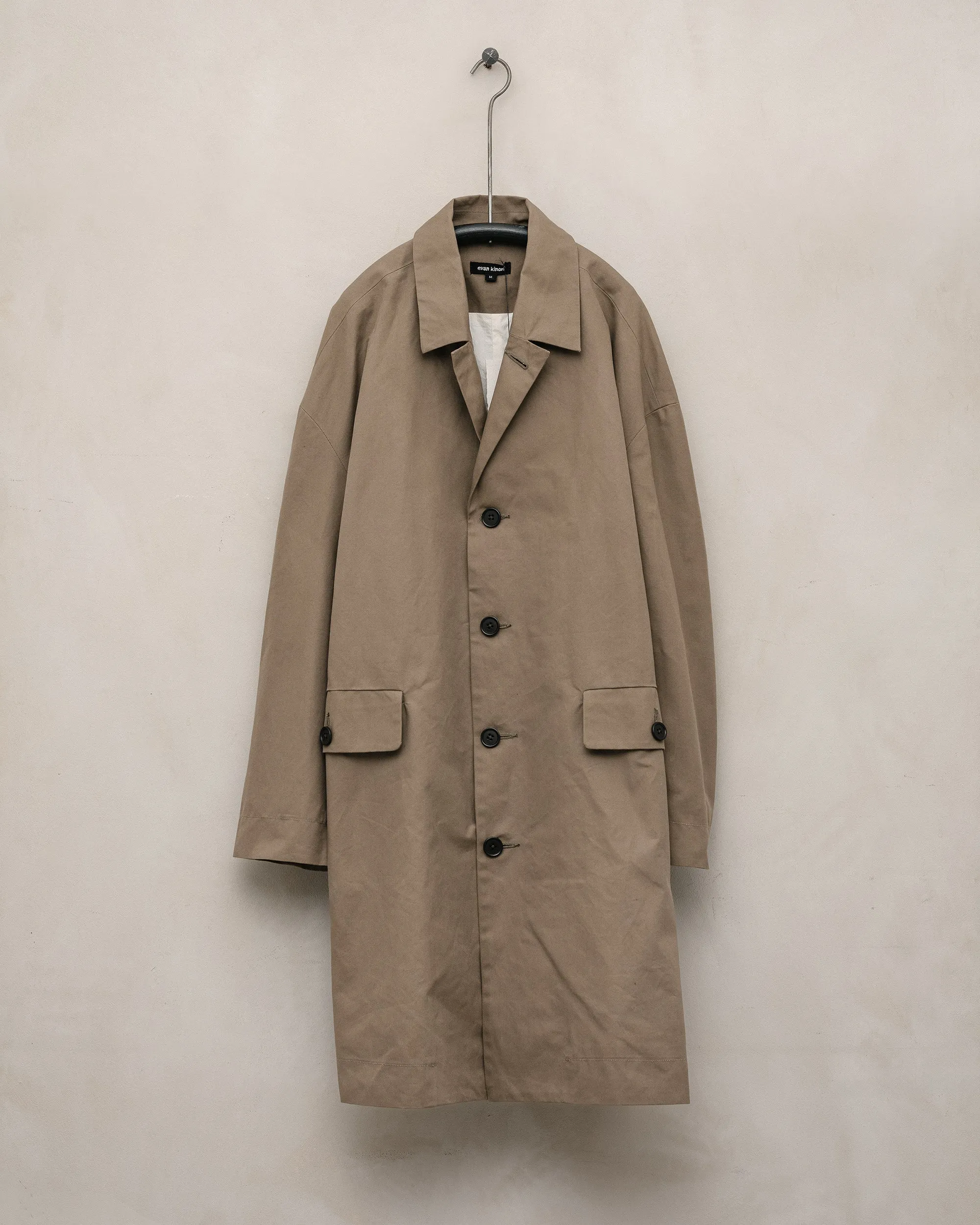 Big Coat - Dry Waxed Cotton, Dark Khaki sold by Evan Kinori Mens
