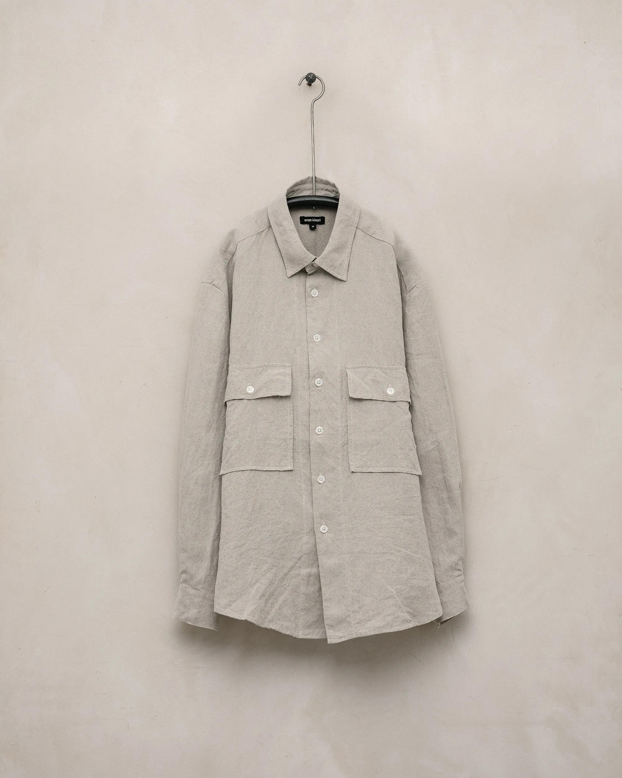 Big Shirt - Tumbled Linen, Natural sold by Evan Kinori Mens
