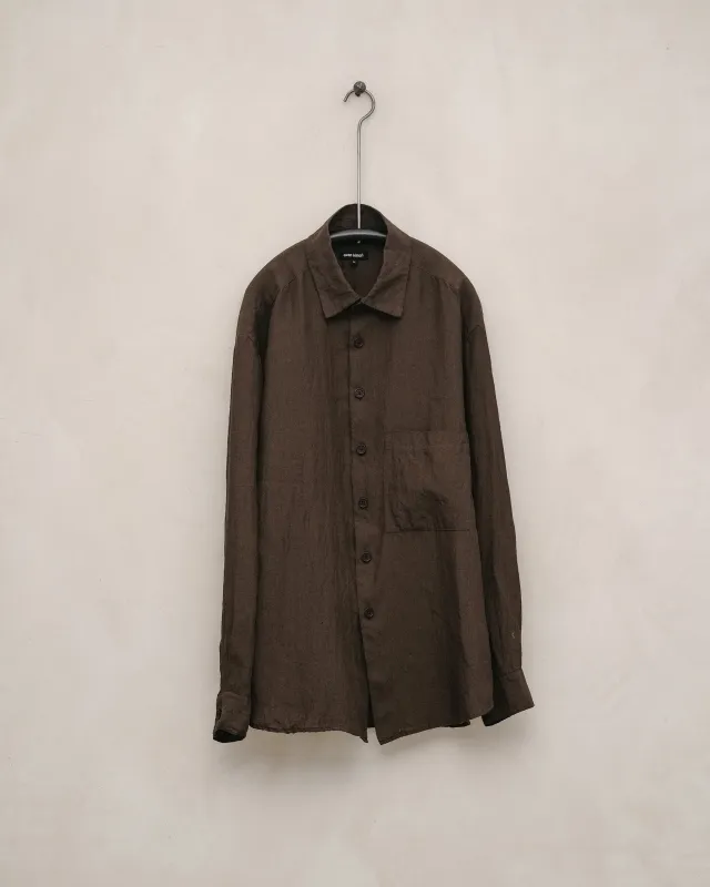 Big Shirt Two - Yarn Dyed Linen Puppytooth, Brown sold by Evan Kinori Mens