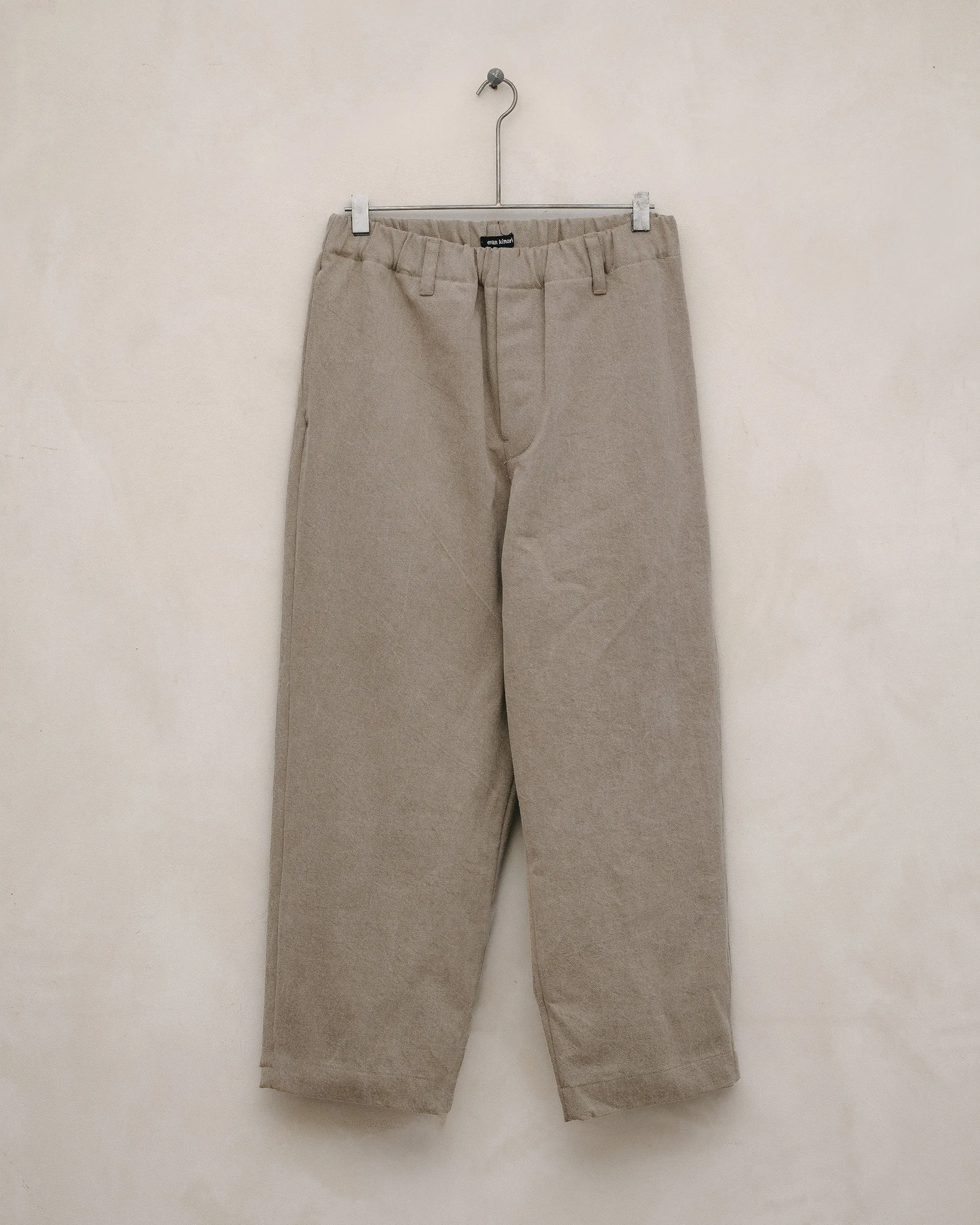 Elastic Pant - Organic Cotton Twill (Natural Dye), Beige sold by Evan Kinori Mens