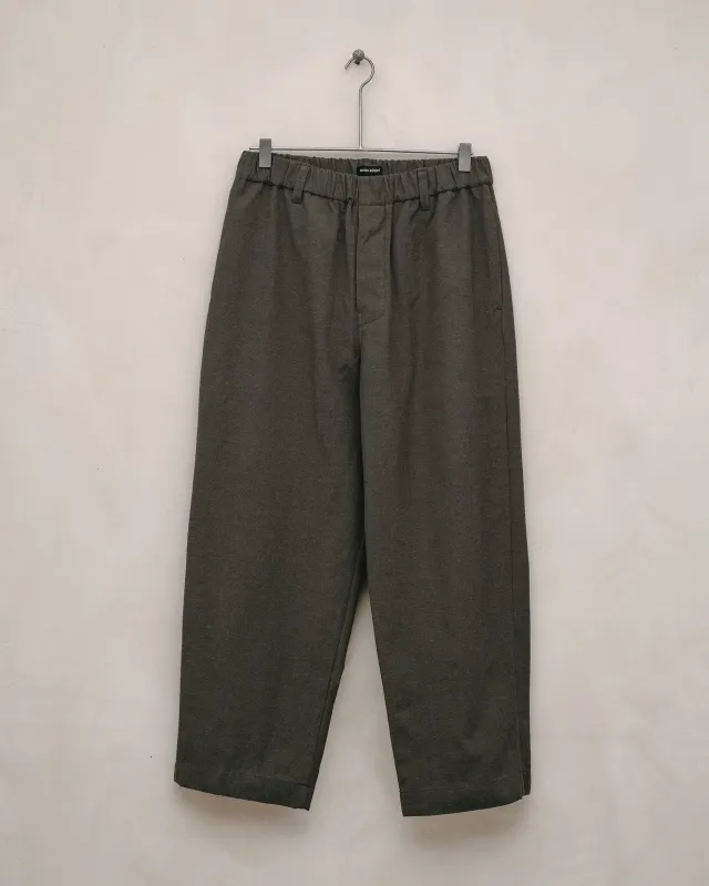 Elastic Pant - Yarn Dyed Pindot Canvas, Olive/Grey sold by Evan Kinori Mens