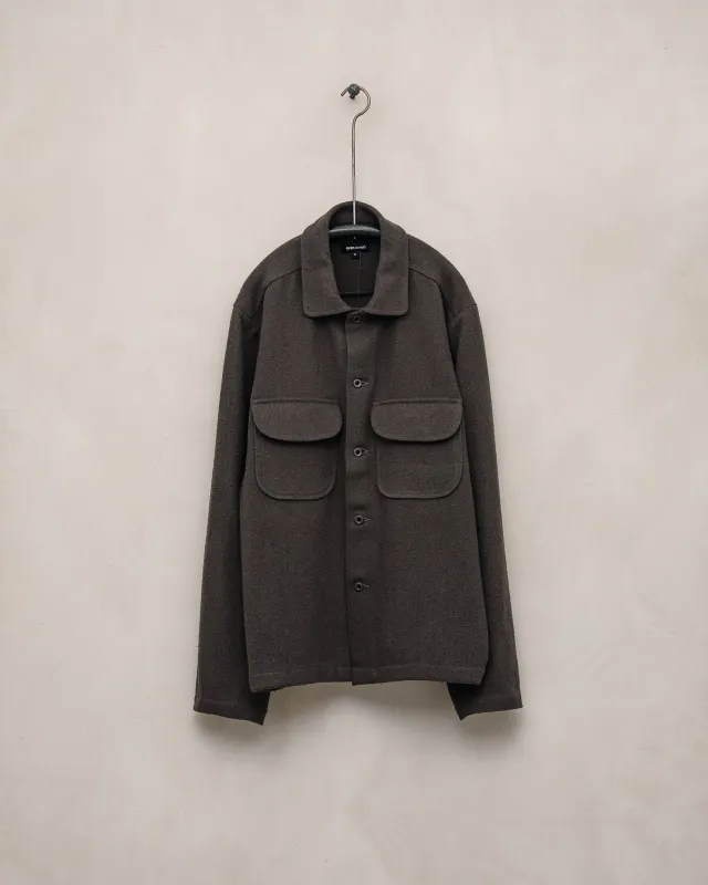 Field Shirt - Raw Silk Noil, Charcoal sold by Evan Kinori Mens