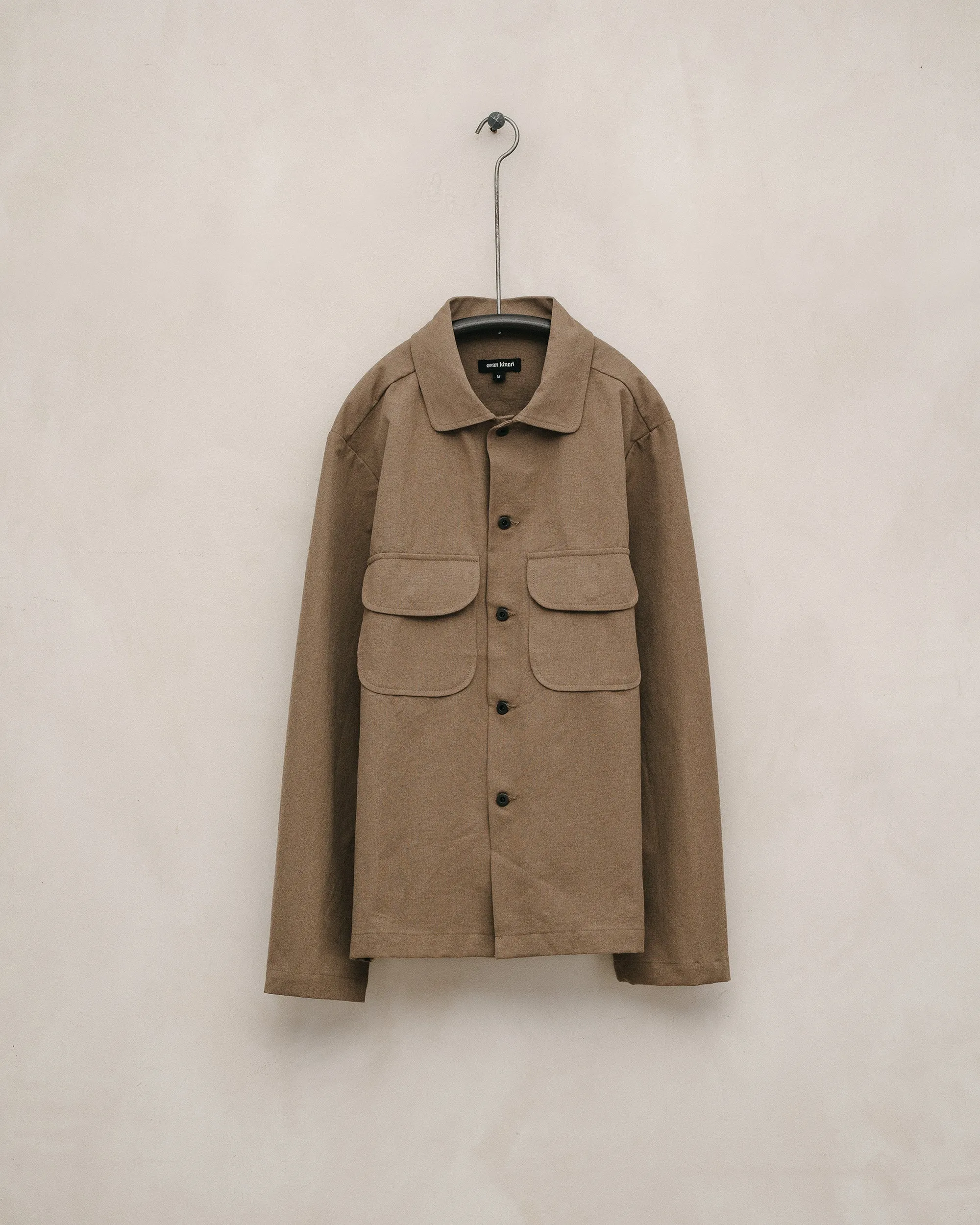 Field Shirt - Undyed Organic Cotton Canvas, Brown (Iron Mordant) sold by Evan Kinori Mens