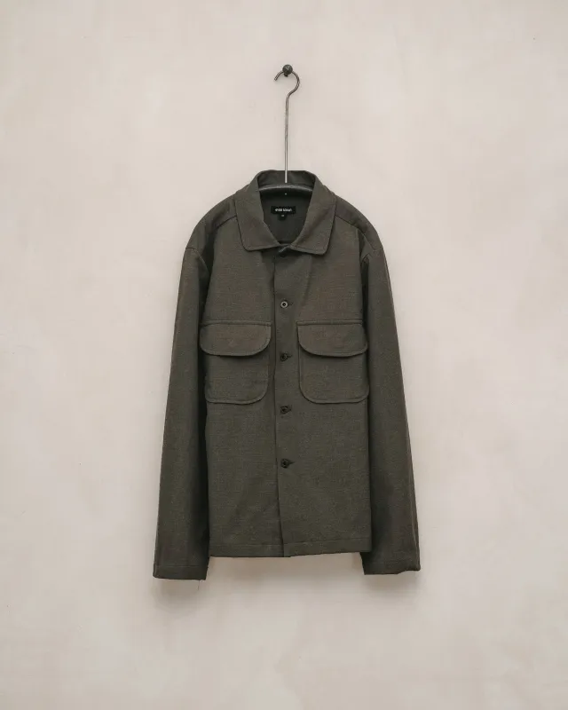Field Shirt - Yarn Dyed Pindot Canvas, Olive/Grey sold by Evan Kinori Mens