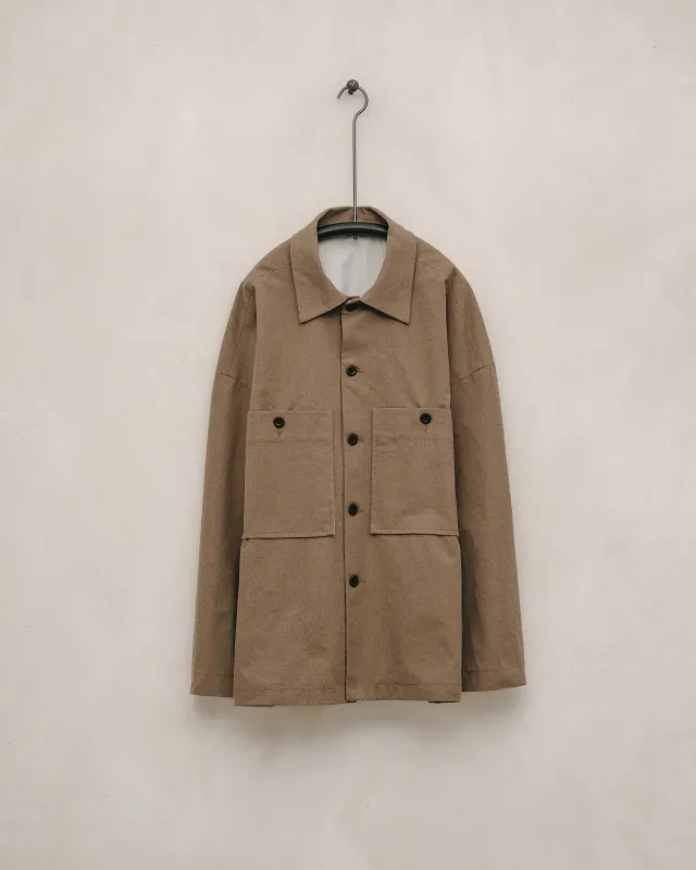 Field Shirt Two - Undyed Organic Cotton Canvas, Brown (Iron Mordant) sold by Evan Kinori Mens