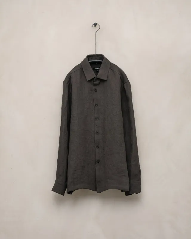 Flat Hem Shirt - Dobby Weave Hemp, Shale Grey sold by Evan Kinori Mens