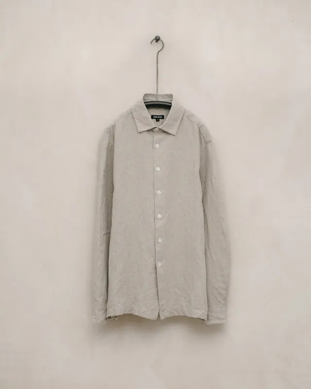Flat Hem Shirt - Tumbled Linen, Natural sold by Evan Kinori Mens
