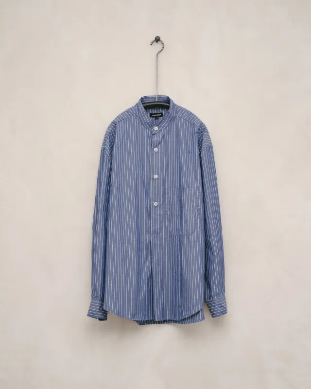 Popover Shirt - Organic Cotton Stripe, Blue/White sold by Evan Kinori Mens