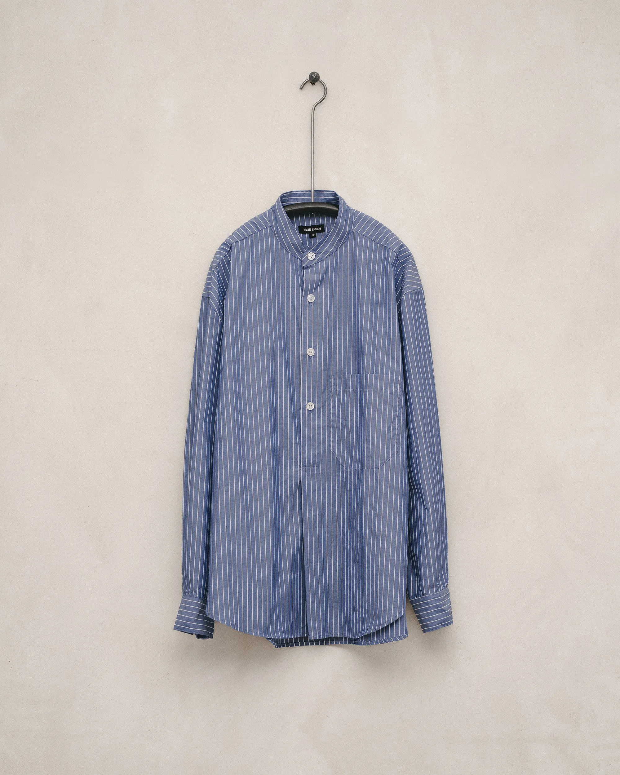 Popover Shirt - Organic Cotton Stripe, Blue/White sold by Evan Kinori Mens