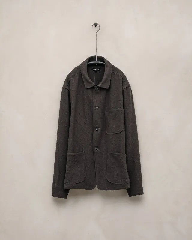 Three Pocket Jacket - Raw Silk Noil, Charcoal sold by Evan Kinori Mens