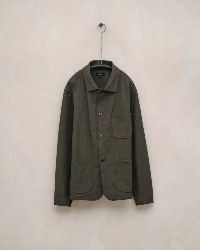 Three Pocket Jacket - Yarn Dyed Pindot Canvas, Olive/Grey sold by Evan Kinori Mens