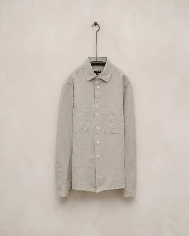 Two Pocket Shirt - Tumbled Linen, Natural sold by Evan Kinori Mens