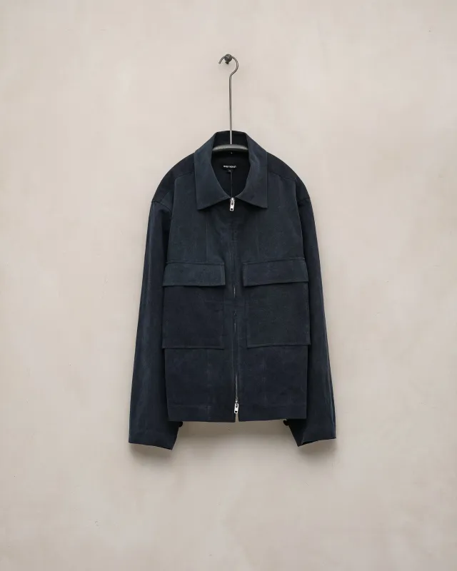 Zip Jacket - Organic Cotton Weathercloth, Indigo/Sumi Ink sold by Evan Kinori Mens