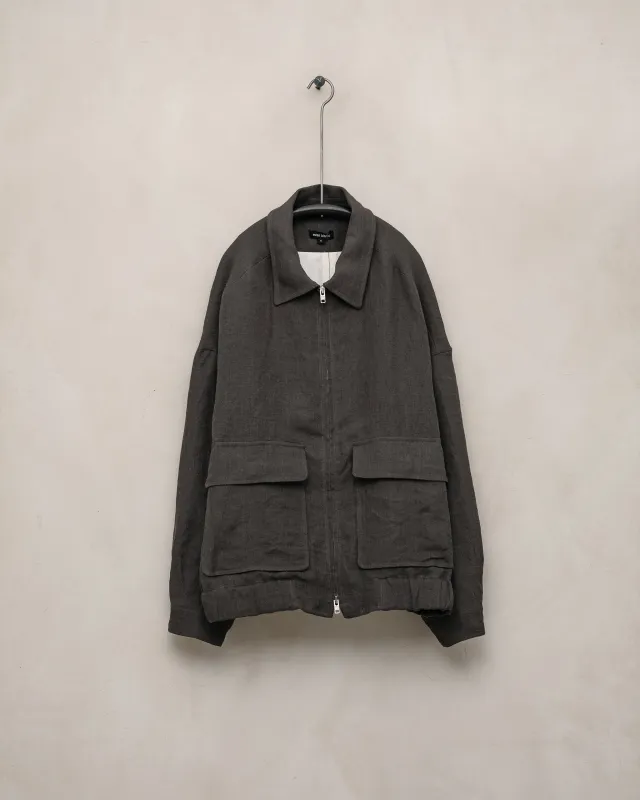 Zip Jacket Two - Dobby Weave Hemp, Shale Grey sold by Evan Kinori Mens