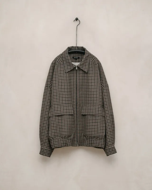 Zip Jacket Two - Fox Worsted Wool Check, Beige/Black/Brown sold by Evan Kinori Mens