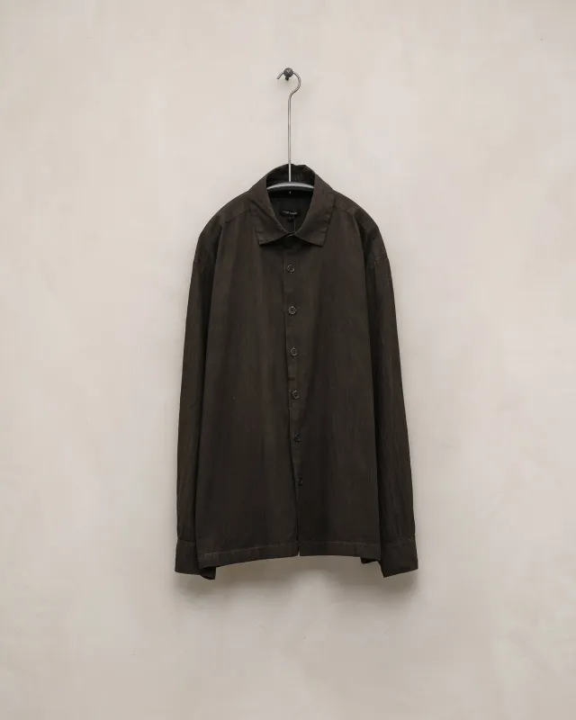 Flat Hem Shirt - Organic Cotton Batiste, Dark Beige (Mud Dye) sold by Evan Kinori Mens