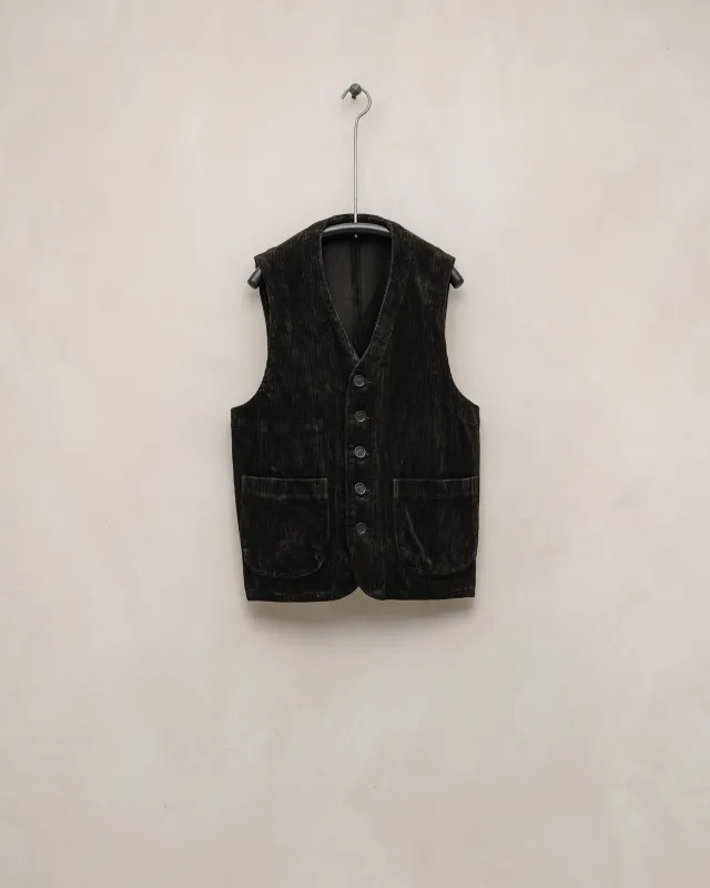 Patch Pocket Vest - Cotton Corduroy, Dark Taupe (Mud Dye) sold by Evan Kinori Mens