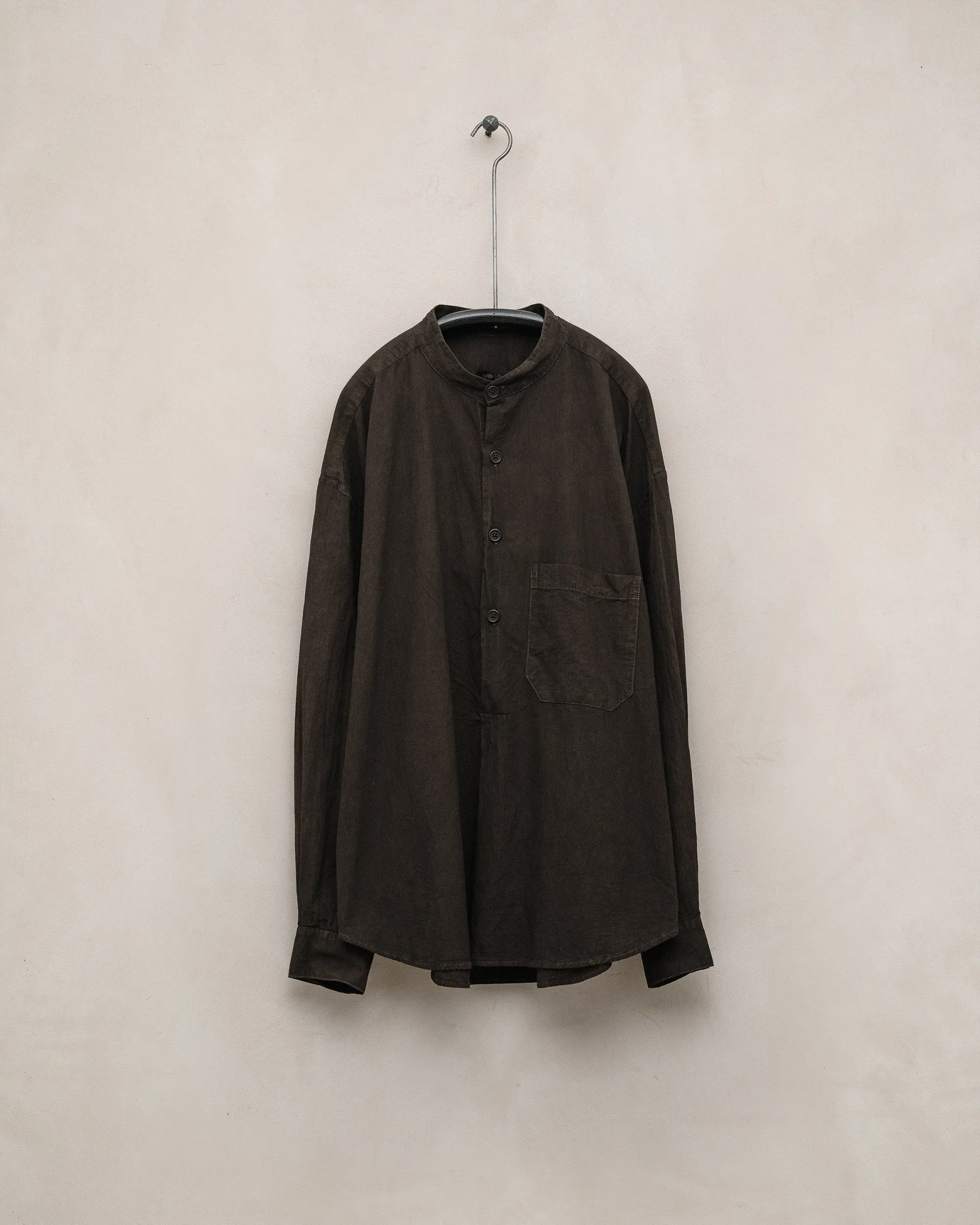 Popover Shirt - Organic Cotton Batiste, Dark Beige (Mud Dye) sold by Evan Kinori Mens