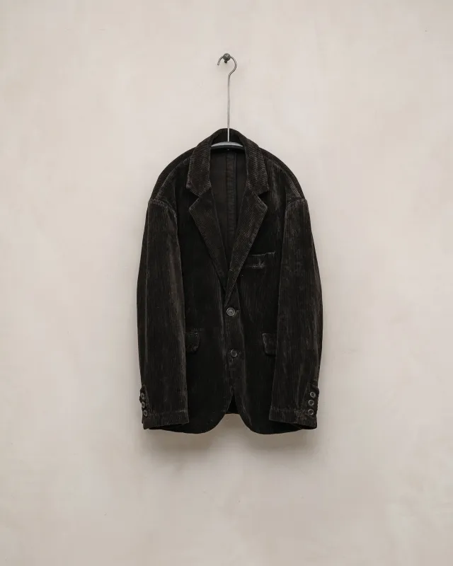 Three Button Jacket - Cotton Corduroy, Dark Taupe (Mud Dye) sold by Evan Kinori Mens