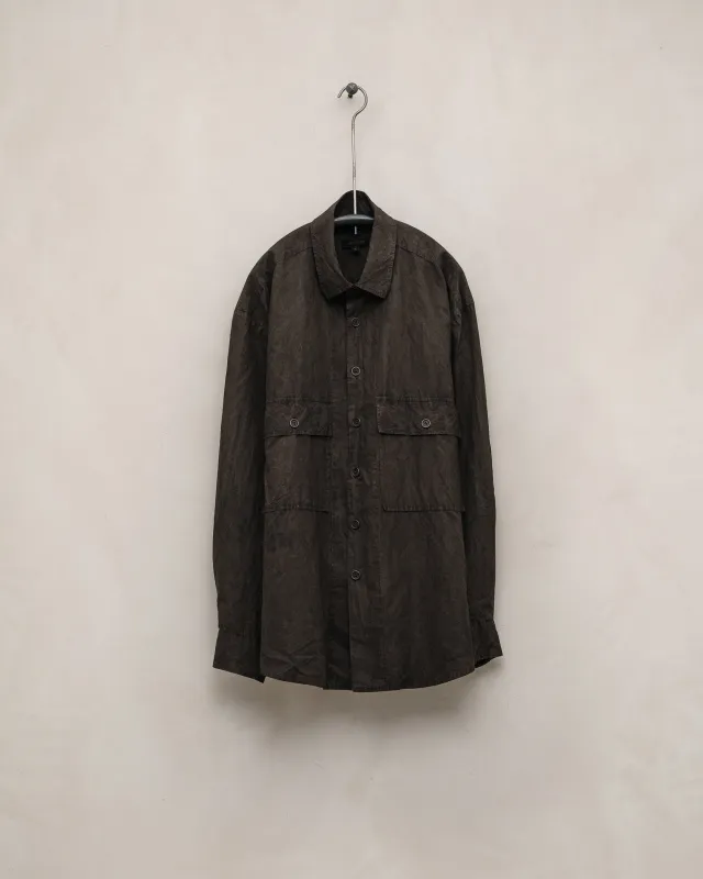 Big Shirt - Organic Cotton Typewriter Cloth (Mud Dye), Brown sold by Evan Kinori Mens