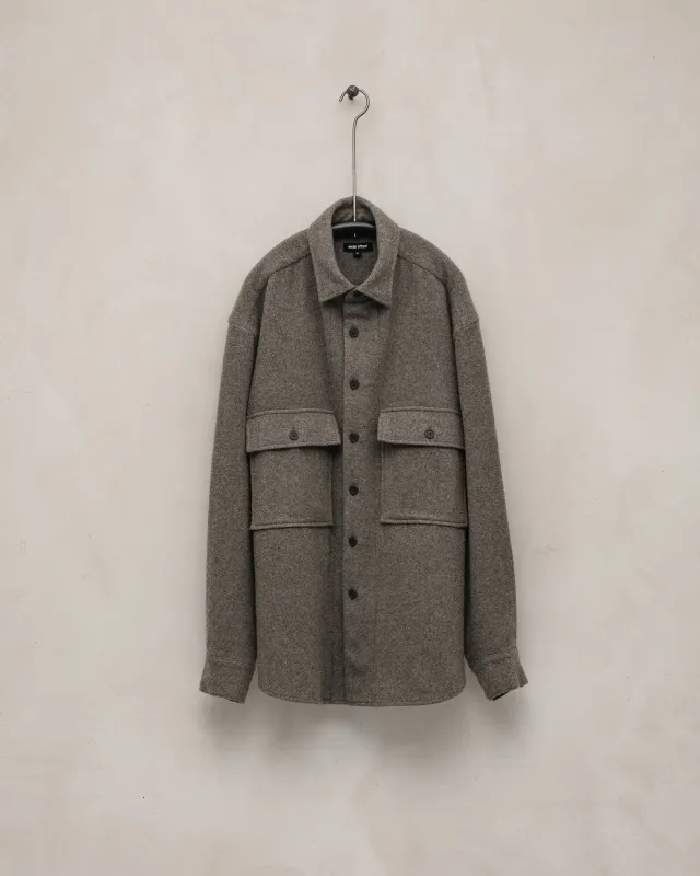 Big Shirt - Brushed Cashmere/Wool Flannel, Mid-Grey sold by Evan Kinori Mens